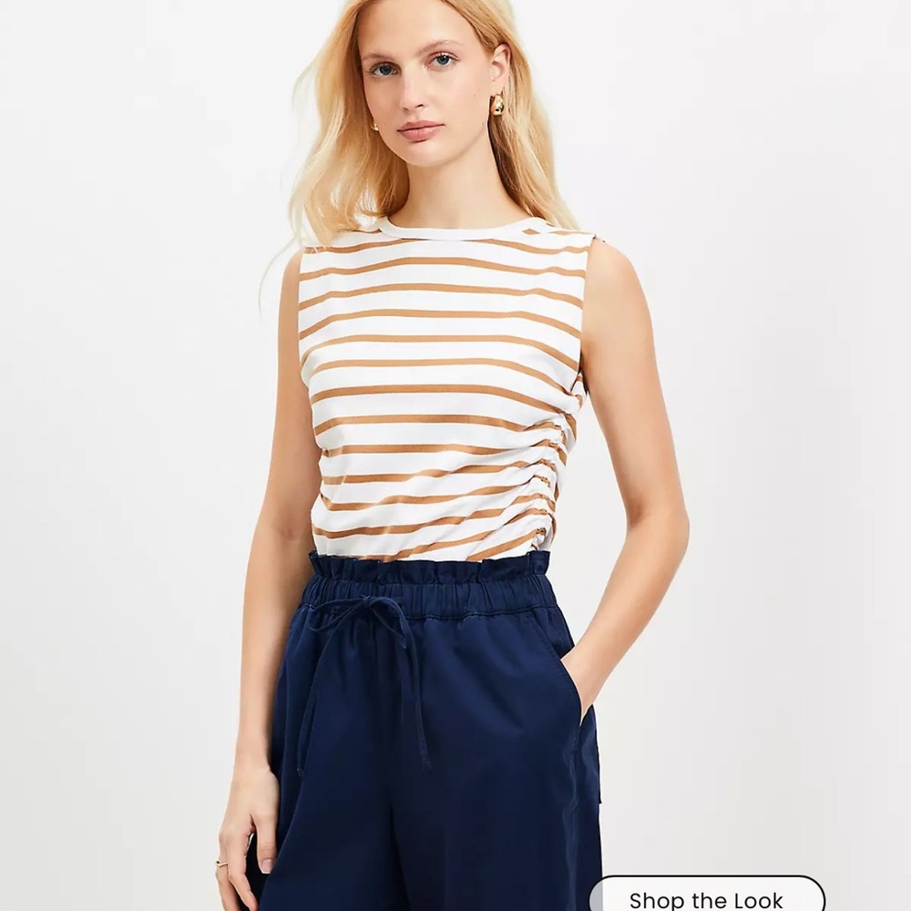 Loft Stripe Ruched Tank Top Striped
